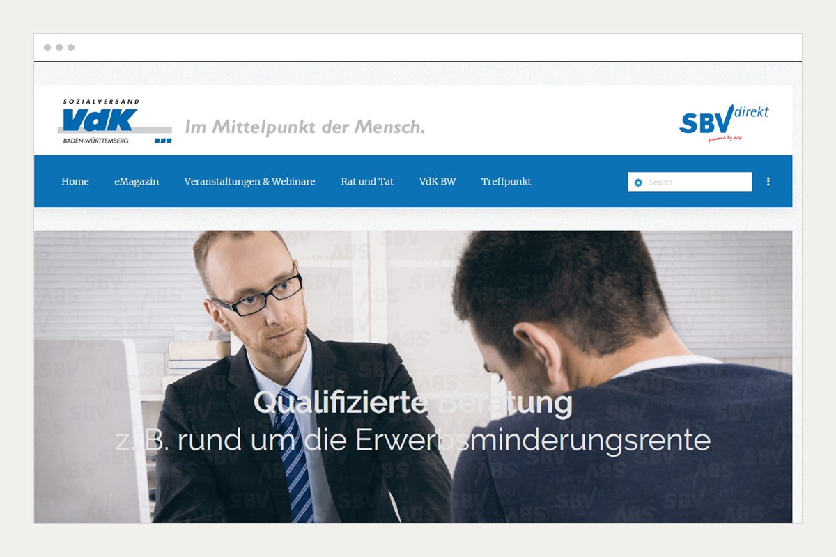 Projektansicht: VdK / SBV-Portal
