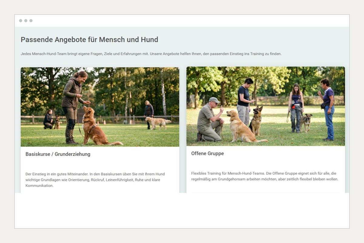 Projektansicht: Hundeschule Conny